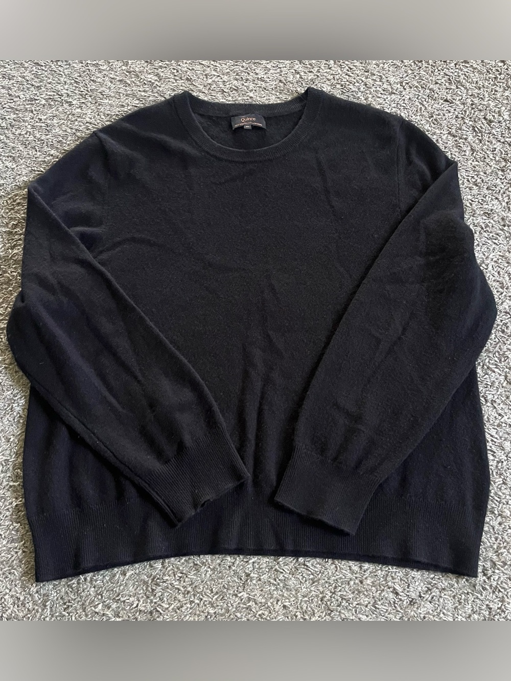 Quince 100% Mongolian Cashmere Black Crewneck Sweater Long Sleeve Women's XL